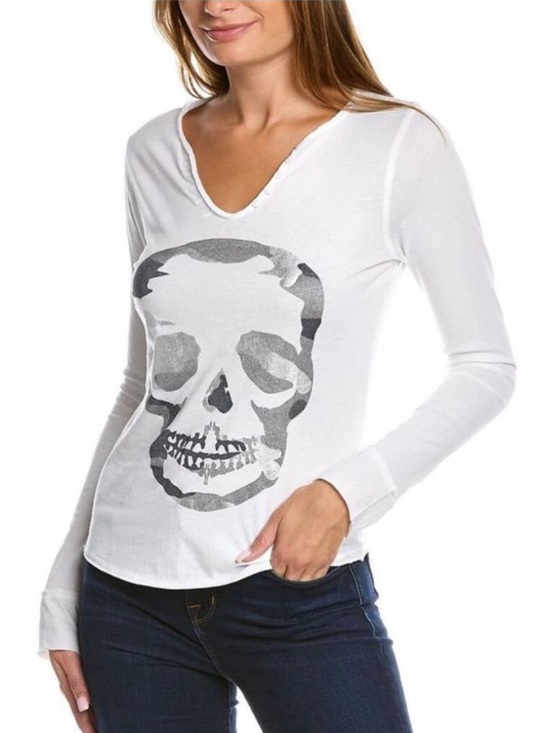 Zadig & Voltaire Tops - Zadig & Voltaire White Long-Sleeve Skull Tee Shirt S